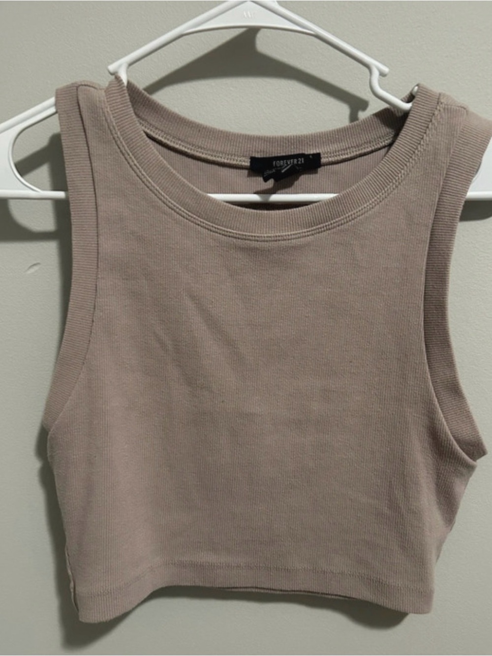 Forever 21 Taupe Ribbed Cropped Tank